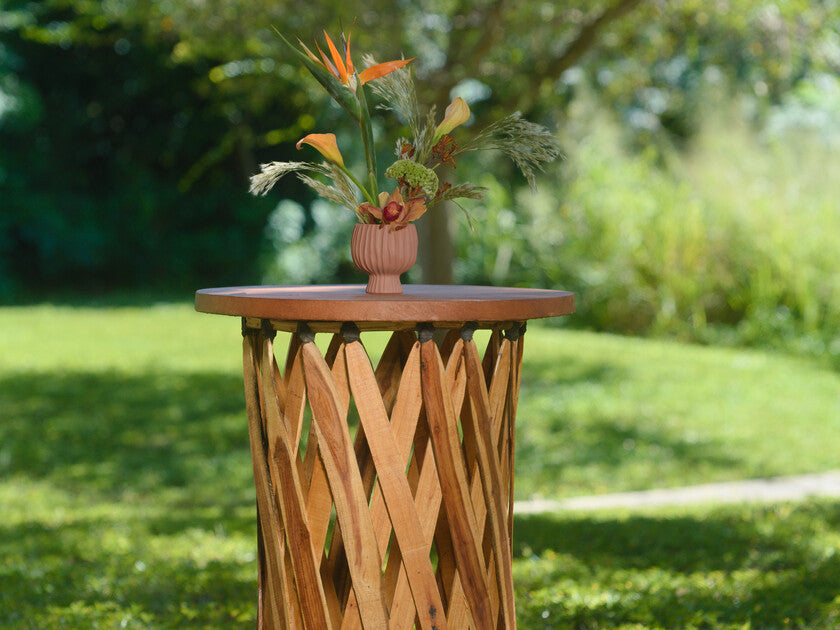 Leather Top Wood Cocktail Table