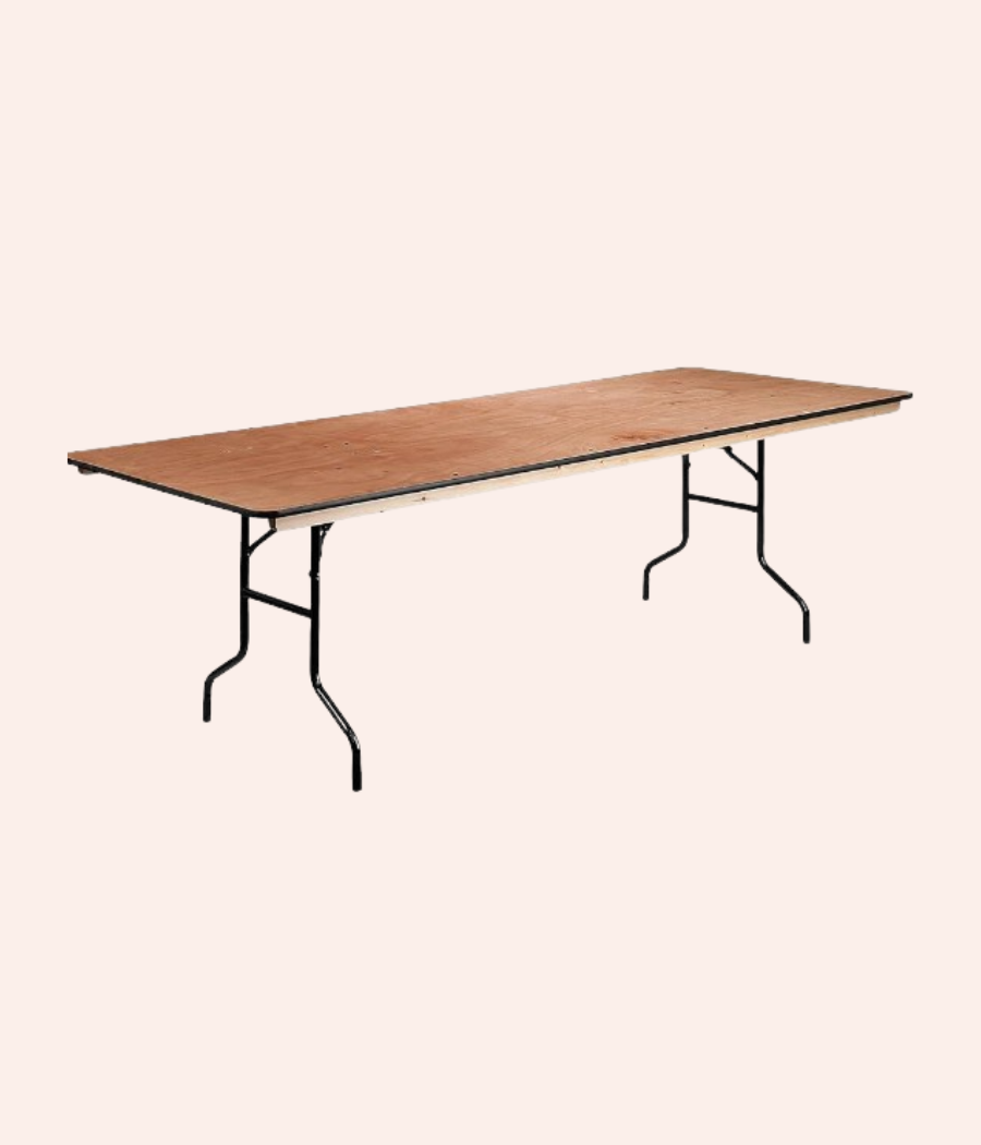 8 Foot (96" x 30") Rectangle Heavy Duty Plywood Folding Banquet Table
