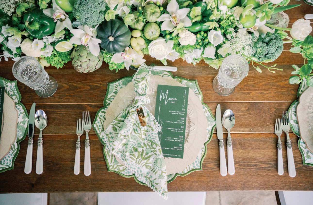 Cotton Print Napkin With Pom-Pom Border