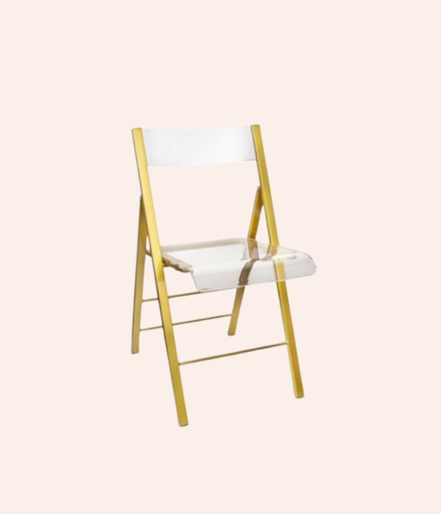 Gold Acrylic Ghost Folding Chair