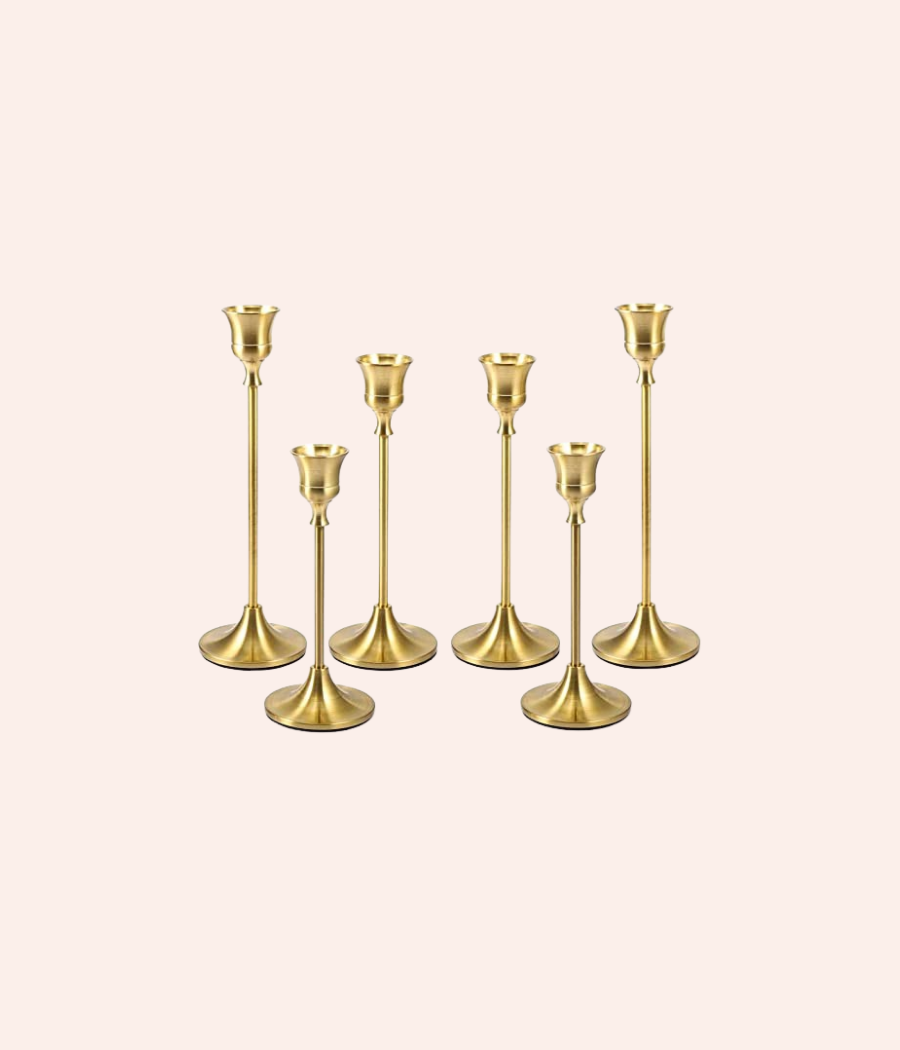 Gold Taper Candleholders Assorted Sizes