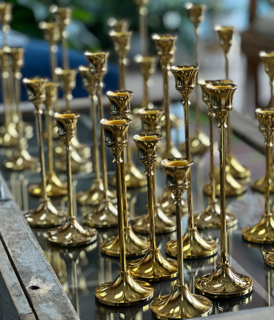 Gold Taper Candleholders Assorted Sizes