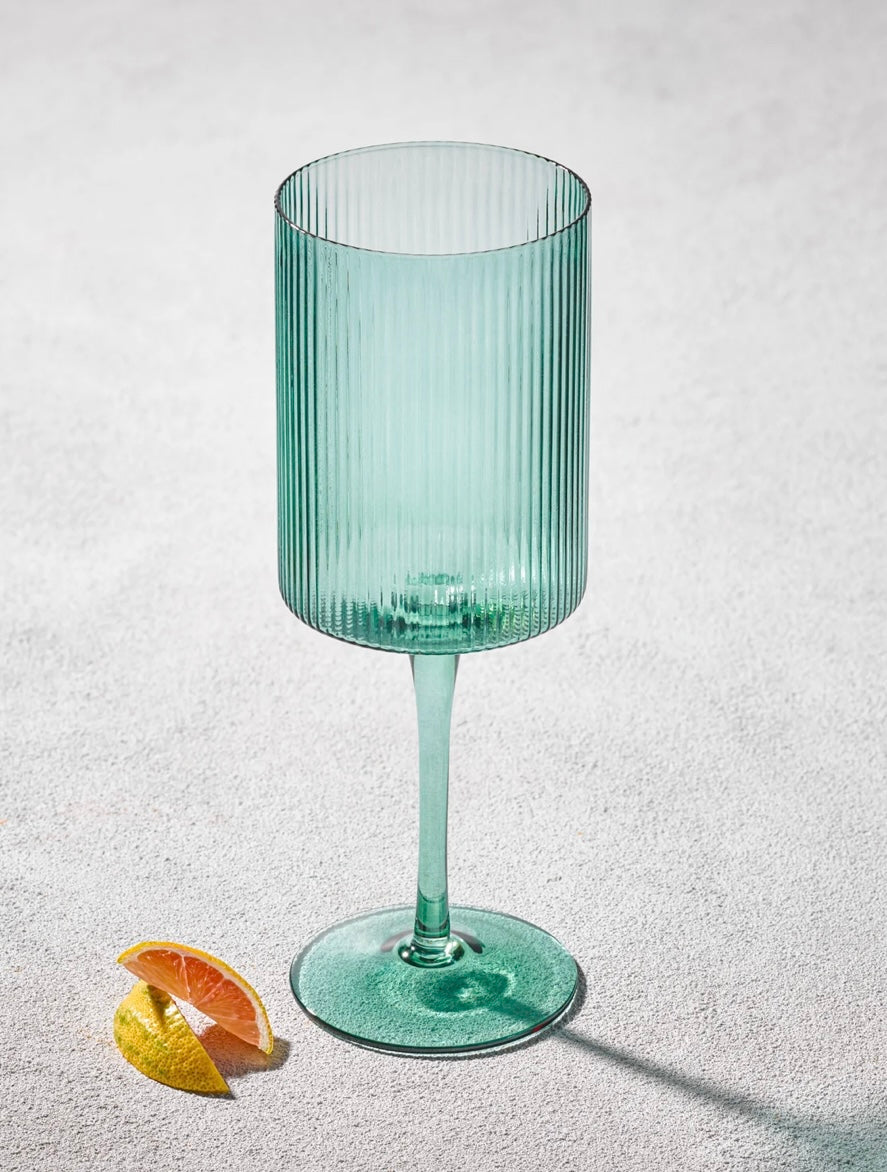 Green Ribbed Glass
