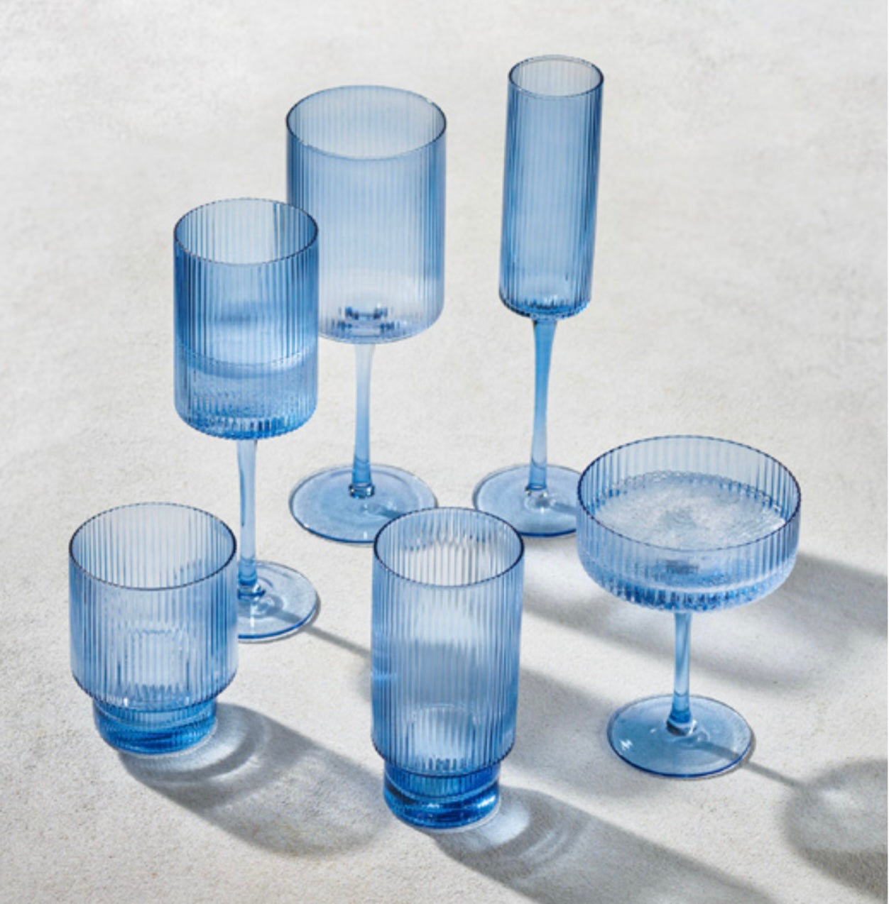 Blue Ribbed Glass