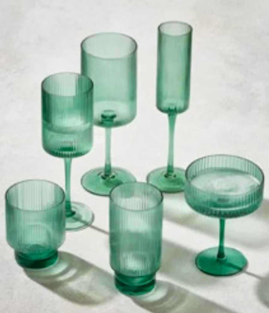 Green Ribbed Glass