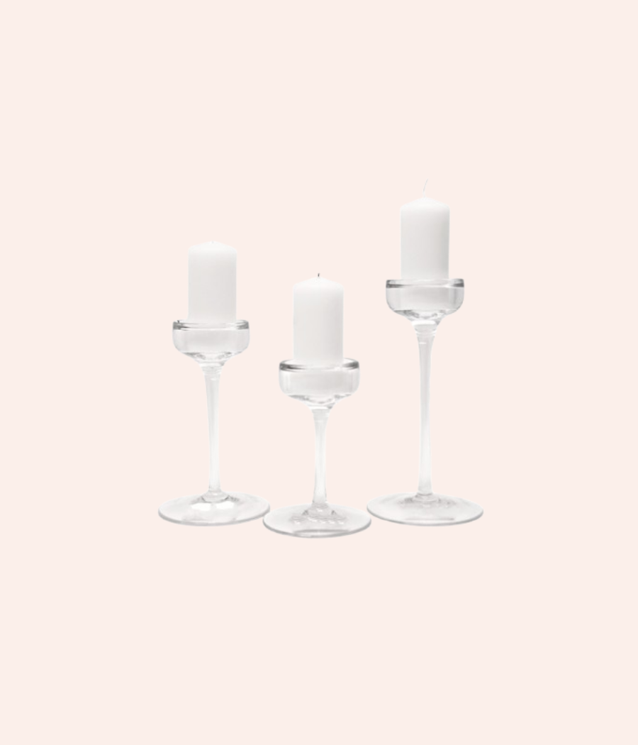 Stemmed Clear Glass Candle Holders