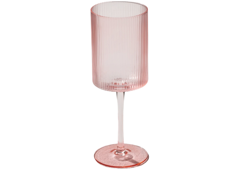 Pink Ribbed Glass