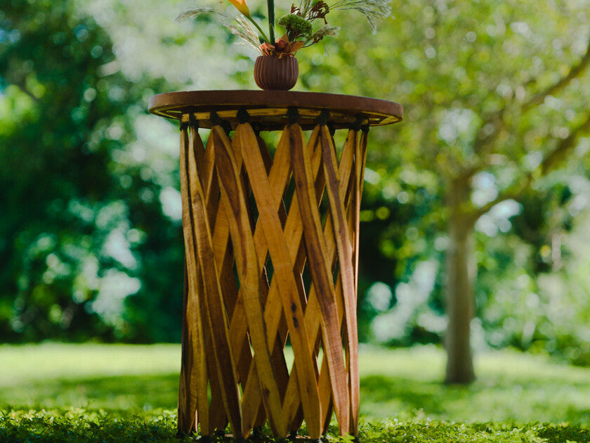 Leather Top Wood Cocktail Table