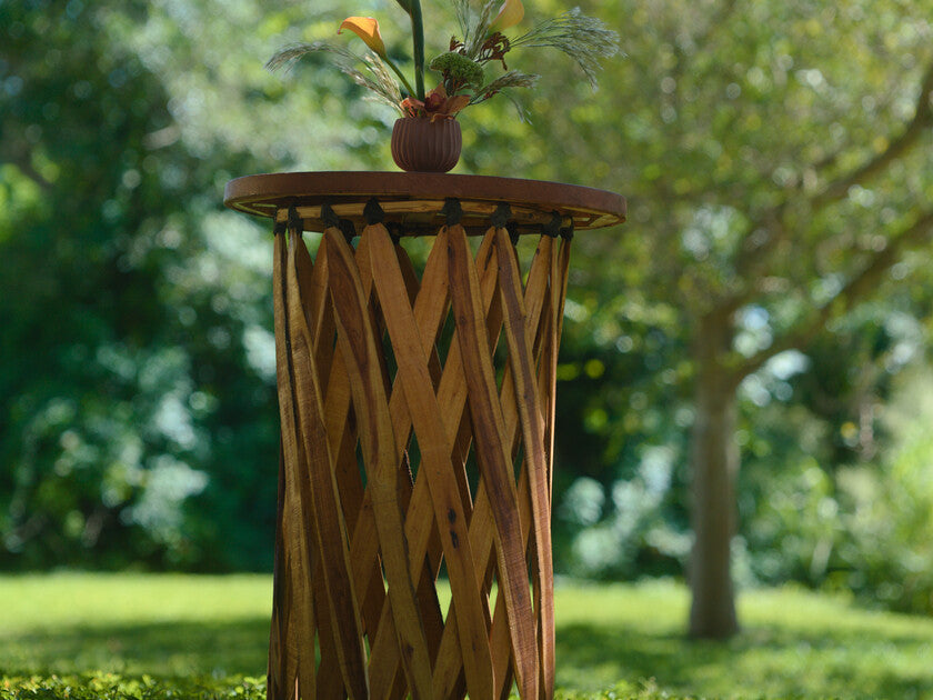 Leather Top Wood Cocktail Table
