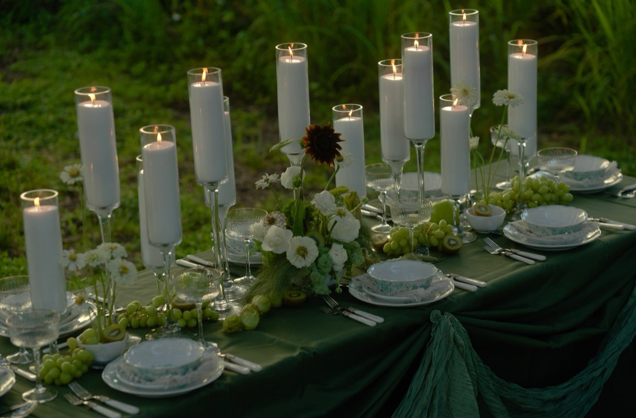 Elegant Stemmed Glass Candleholders
