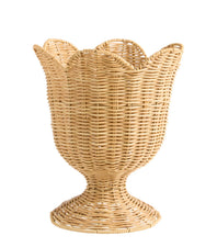 Elegant Scalloped Rattan Urn