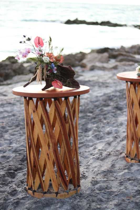 Leather Top Wood Cocktail Table