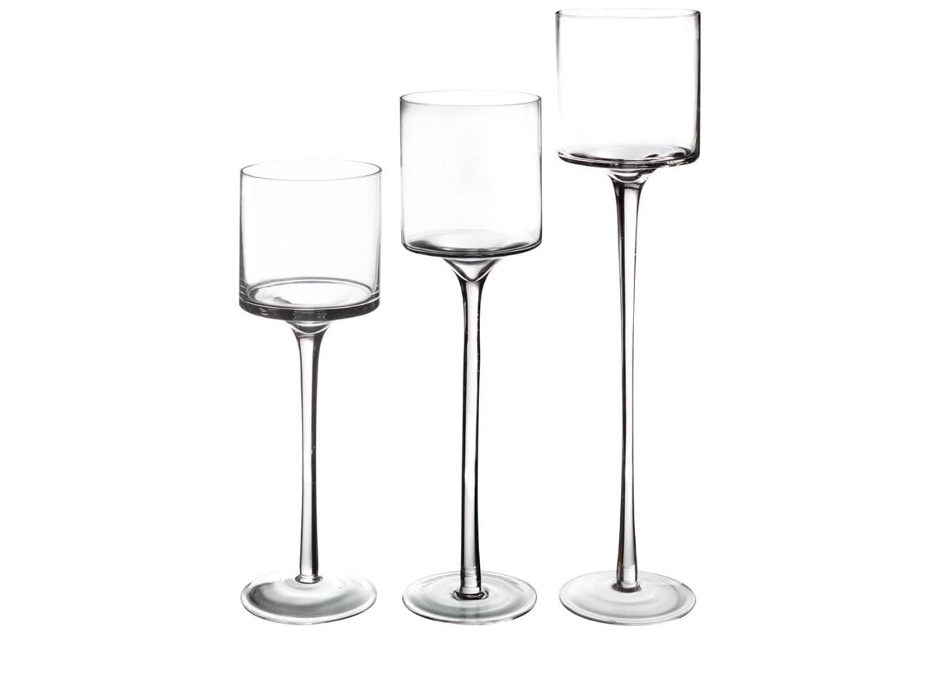 Stemmed Glass Candle Holder Trio