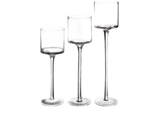 Stemmed Glass Candle Holder Trio