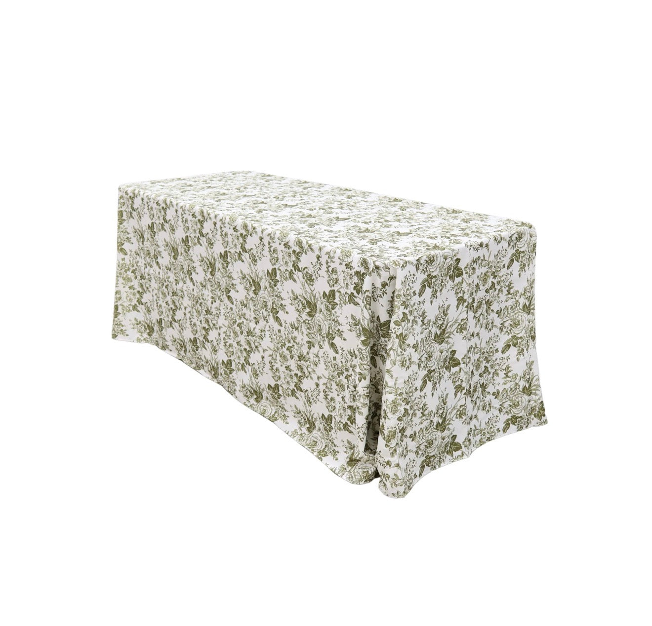 Olive Green French Toile Rectangular Tablecloth