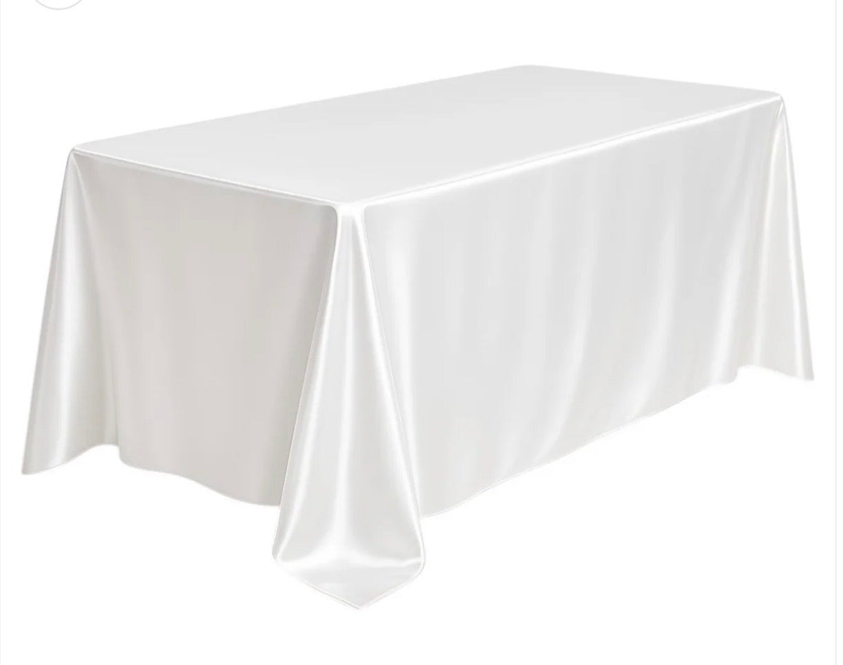 White Satin Rectangular Tablecloth