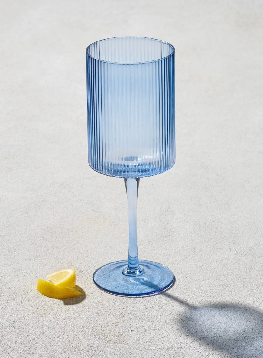 Blue Ribbed Glass