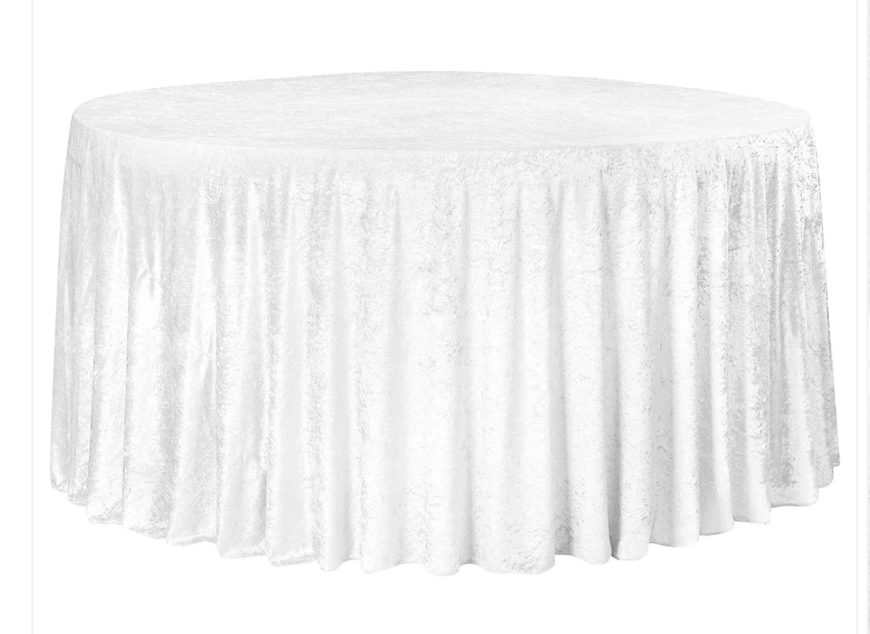 White Velvet Round Tablecloth