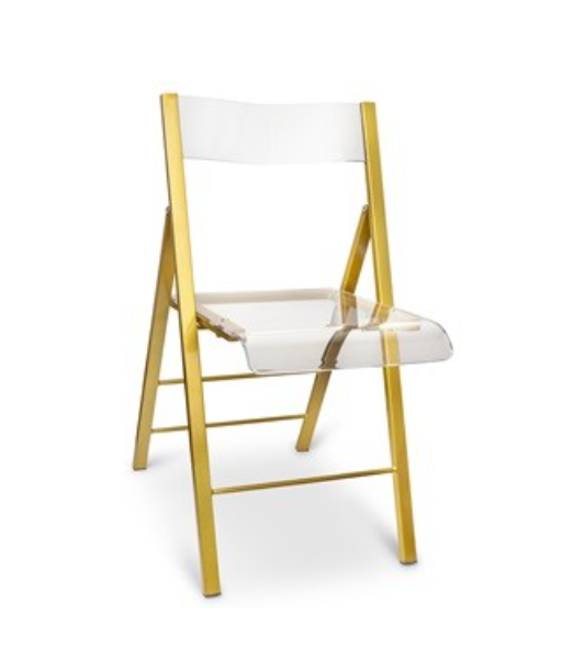 Gold Acrylic Ghost Folding Chair