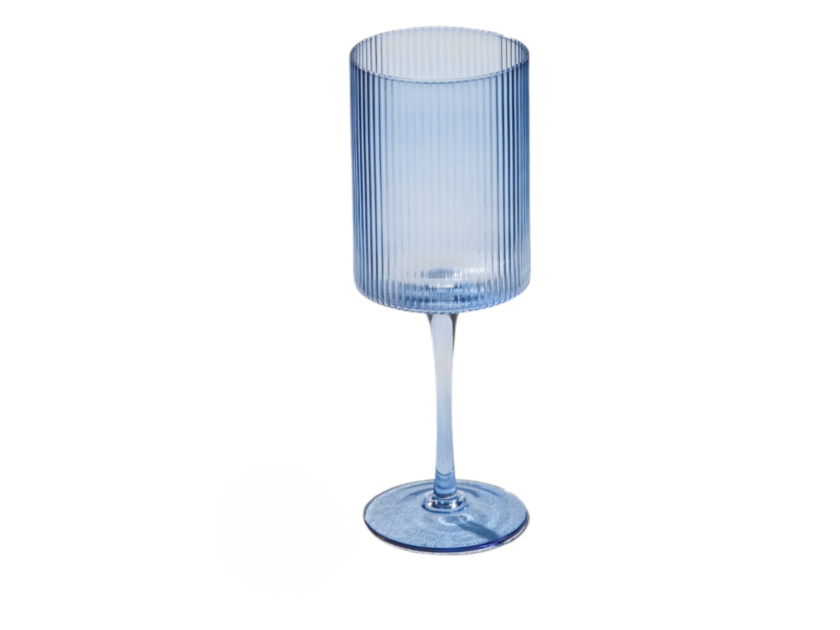Blue Ribbed Glass