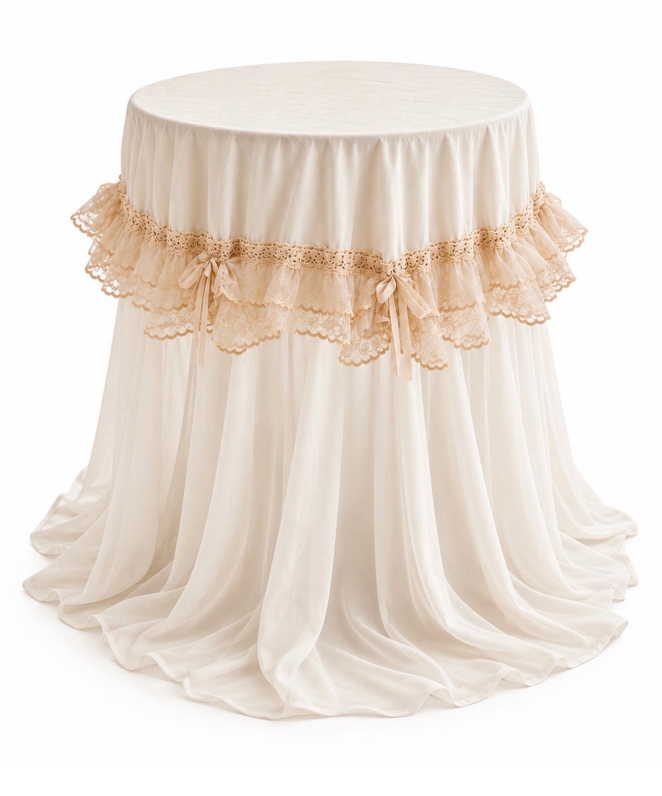 Ivory & Lace Voile Cake Tablecloth