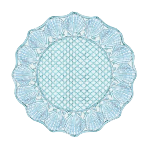 Blue Scalloped Seashell Woven Charger Plate