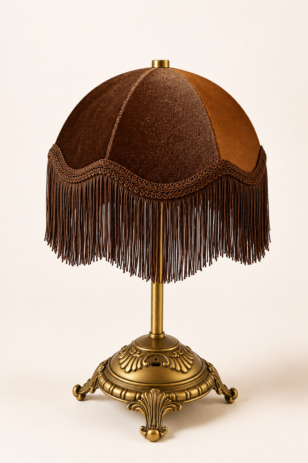 Brown Fringe Cordless Table Lamp