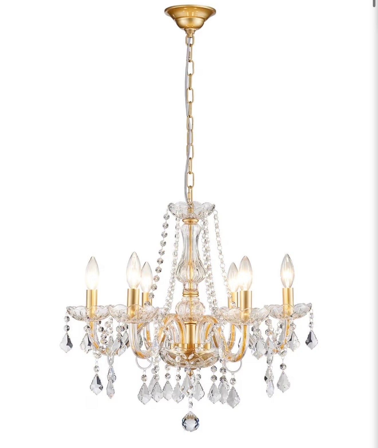 6-Light Crystal Chandelier with Gold Accents