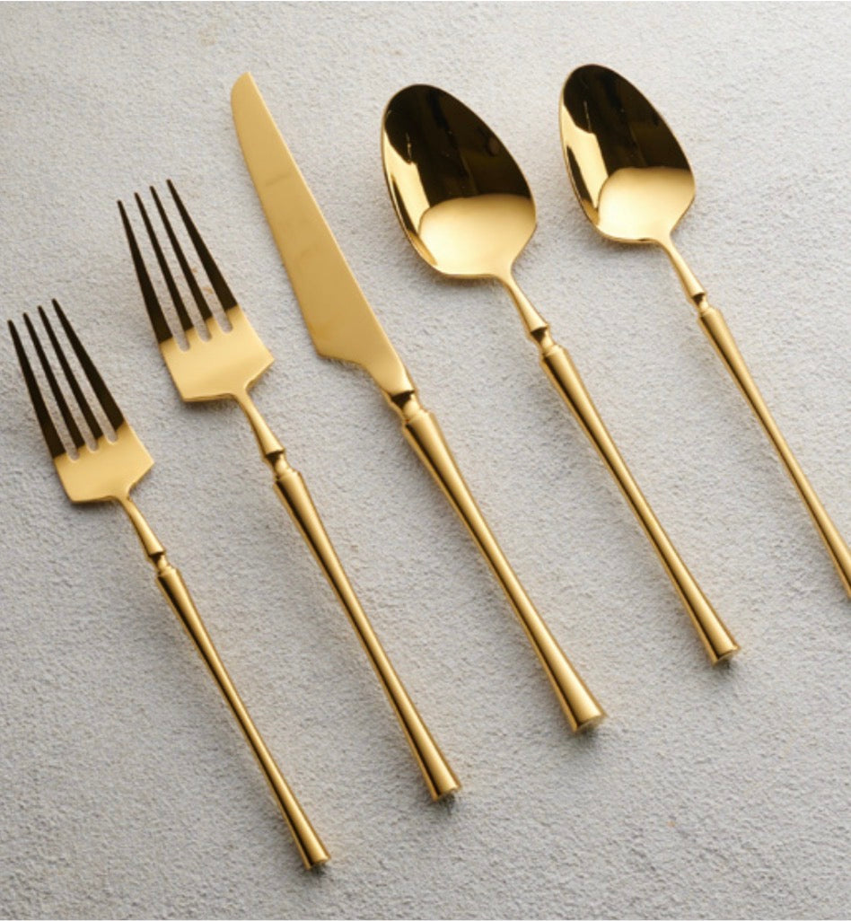 Gold Flatware 5 Piece Place Setting