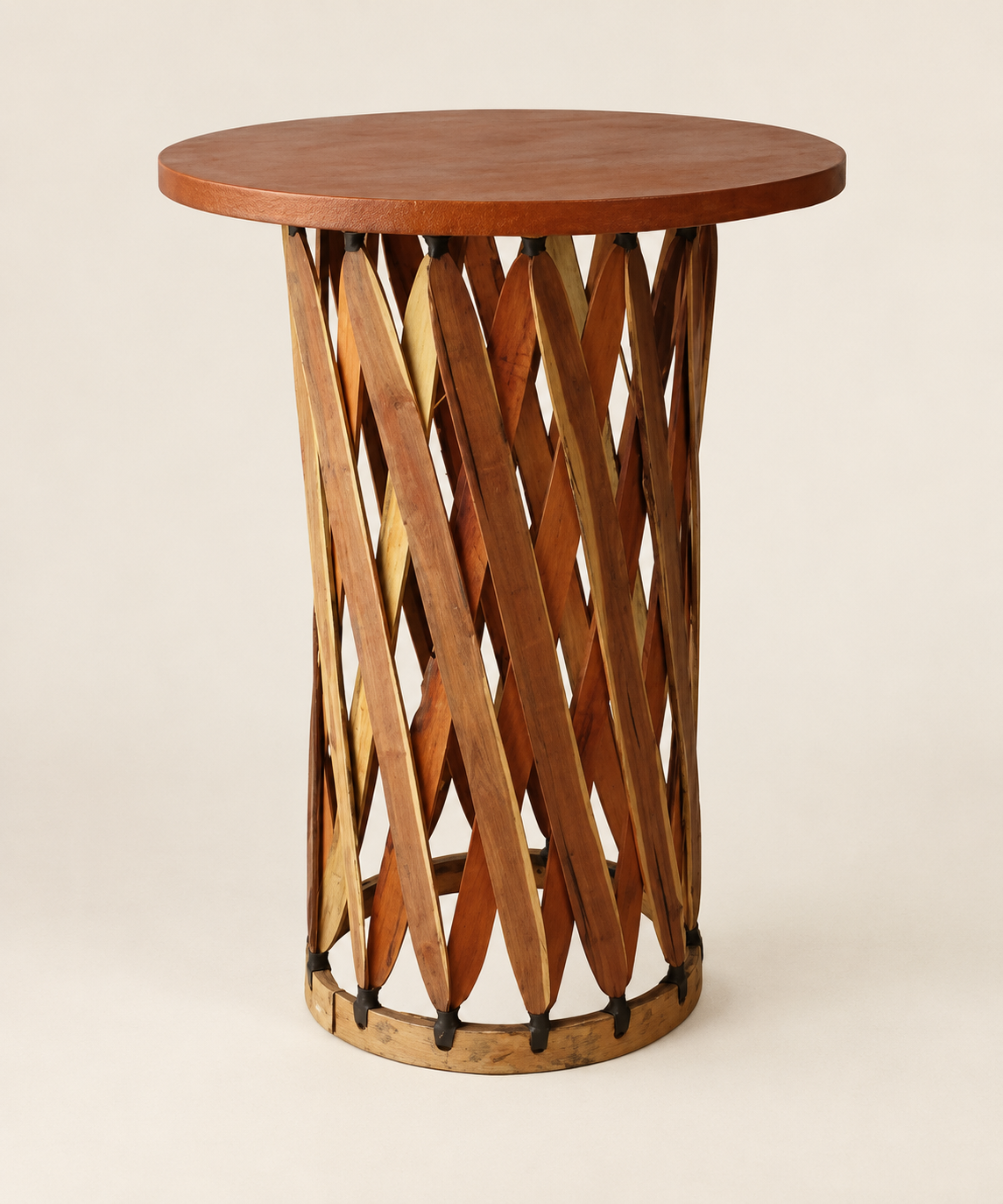 Leather Top Wood Cocktail Table