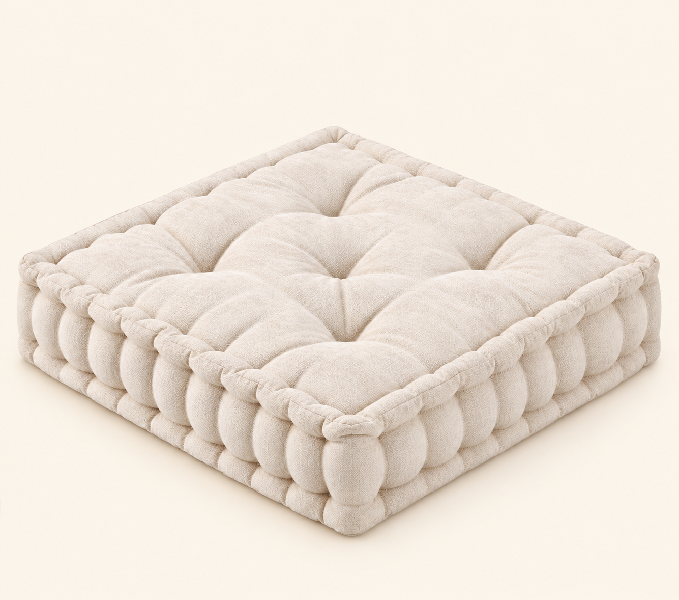 Ivory Tufted Floor Cushion