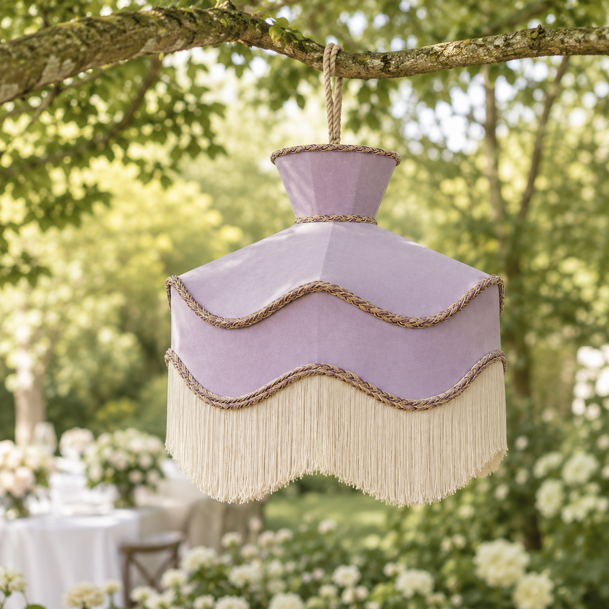 Lavender Fringe Hanging Lamp Shade Chandelier