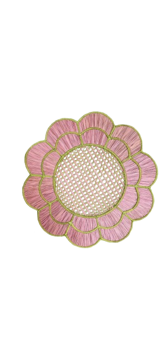 Pink Scalloped Flower Woven Charger Plate