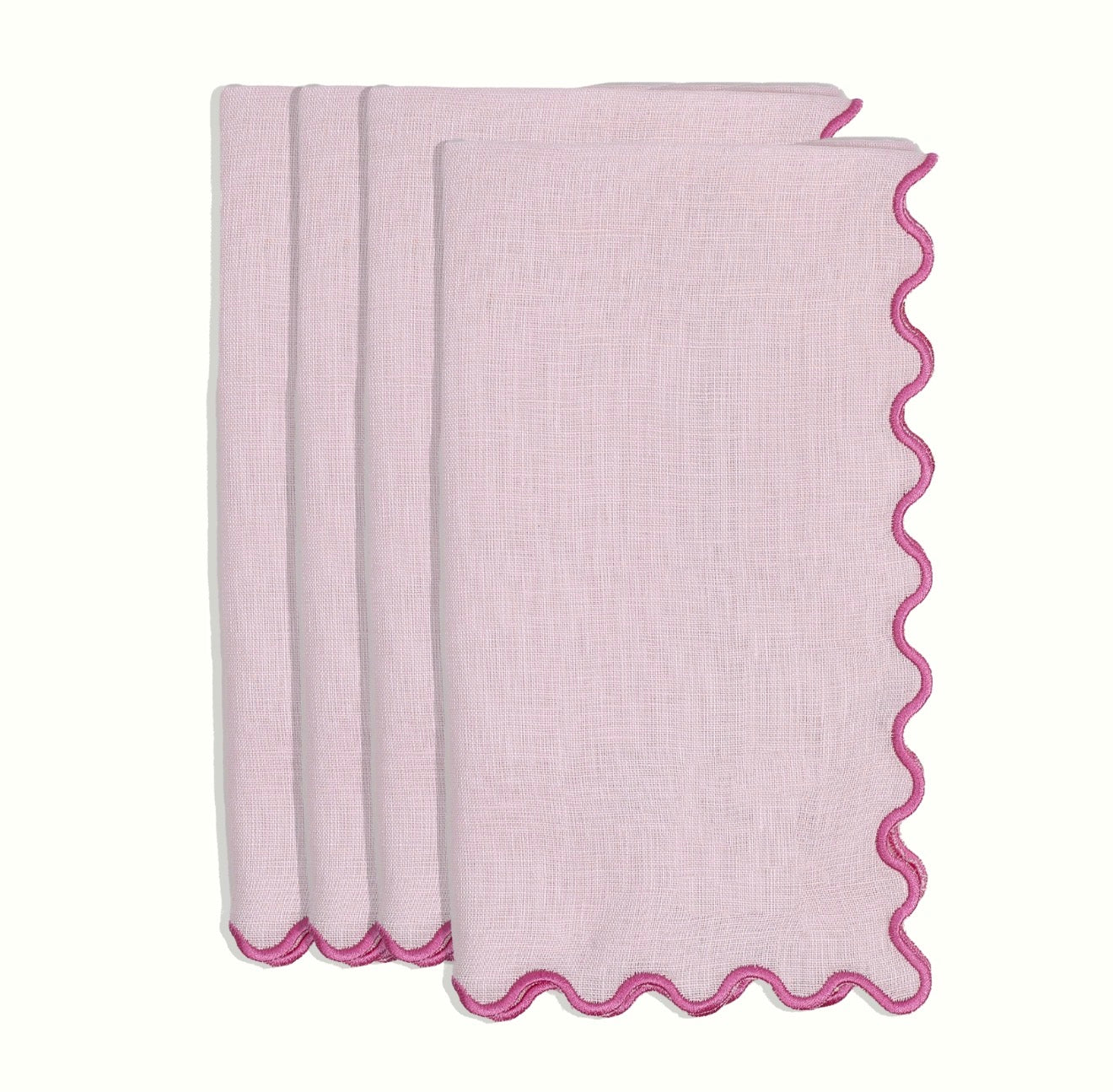 Pink Scalloped-Edge Linen Napkins