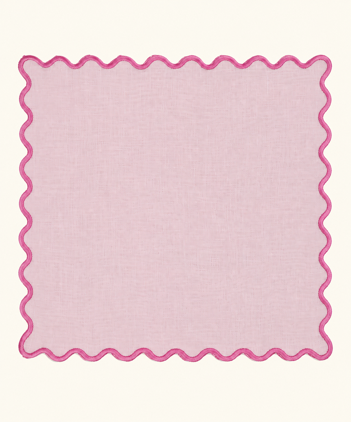 Pink Scalloped-Edge Linen Napkins