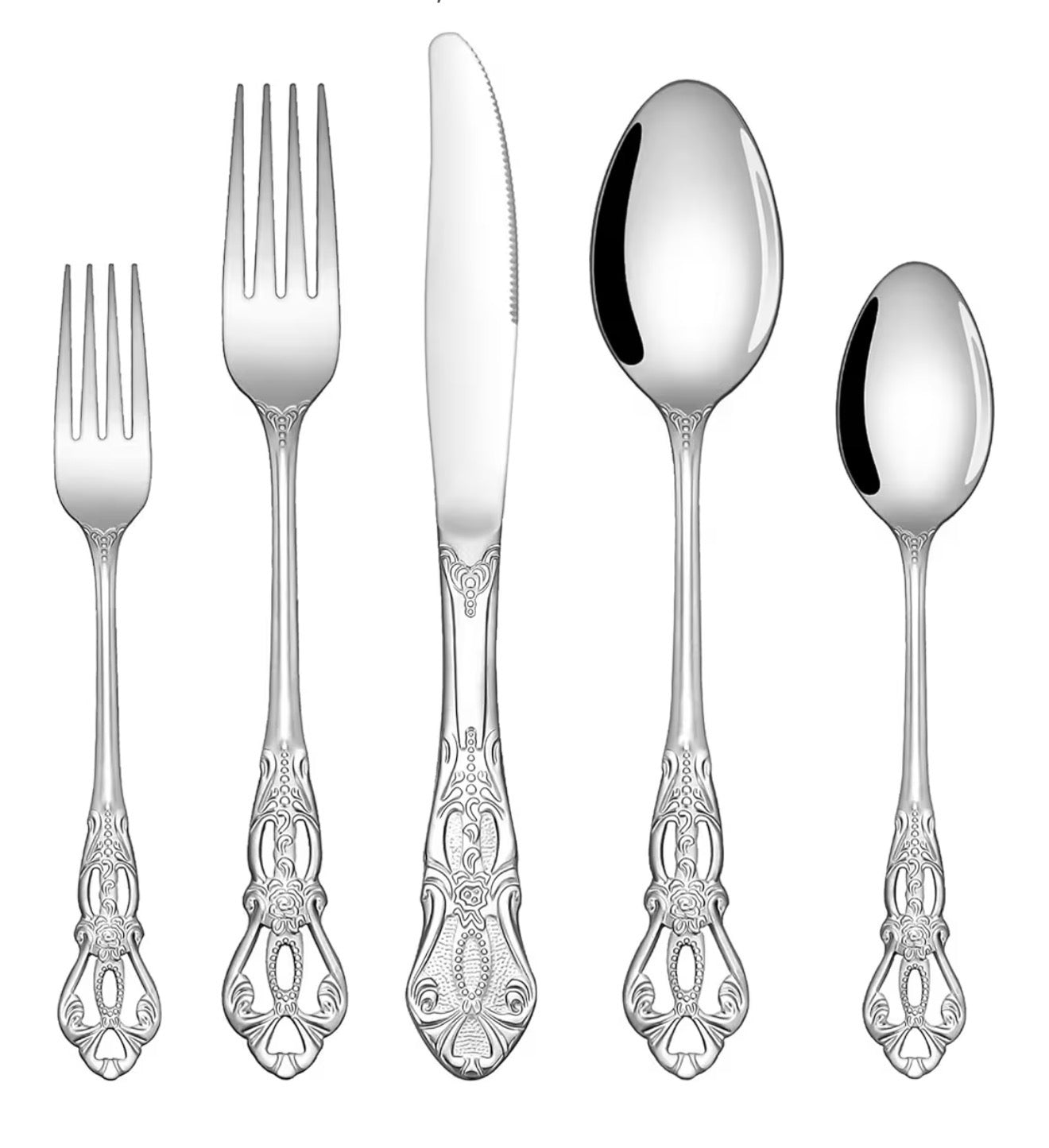 Silver Ornate Flatware Place Setting