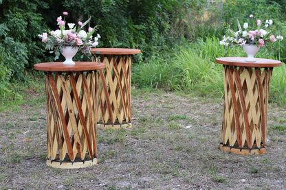 Leather Top Wood Cocktail Table