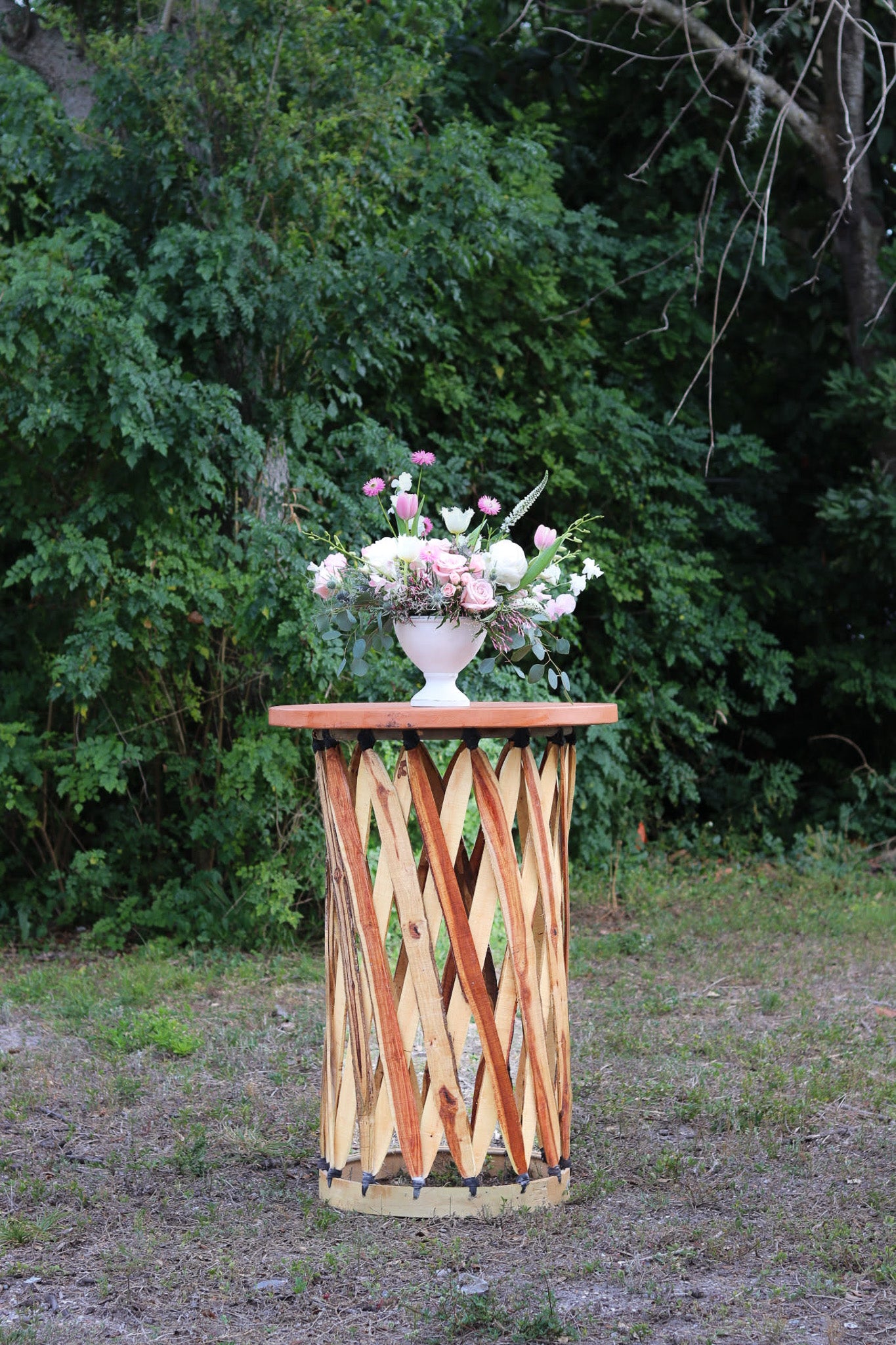 Leather Top Wood Cocktail Table