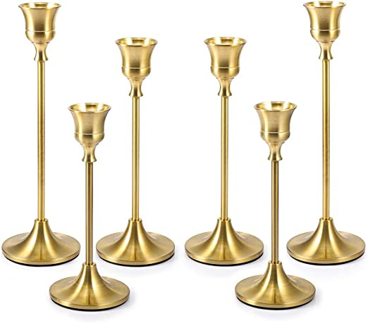 Gold Taper Candleholders Assorted Sizes