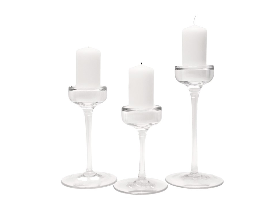 Stemmed Clear Glass Candle Holders