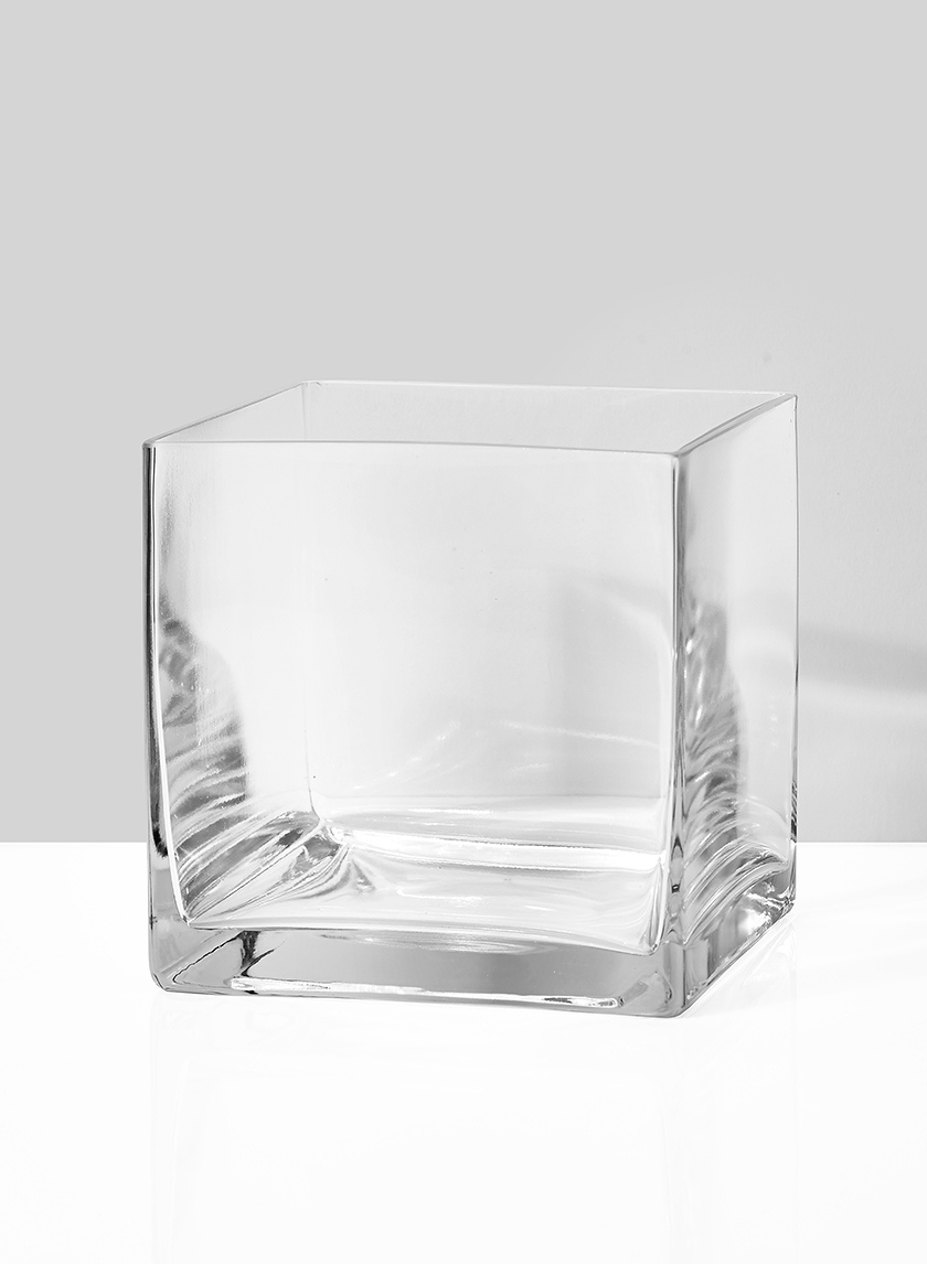 Clear Square Glass Vase 5"